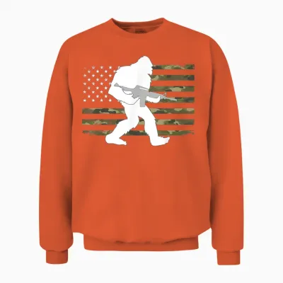 Bigfoot Gun Owner Camo Us American Flag Sasquatch Ar15 Rifle Unisex Sweatshirt - Orange