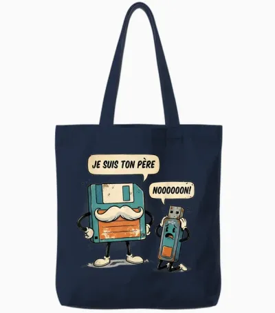 Homme Je Suis Ton Père Disquette Clé Usb Nostalgie Informaticien Tote Bags - Navy