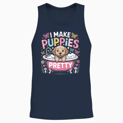 Dog Groomer I Make Puppies Pretty Puppy Bath Unisex Tank Top - Navy