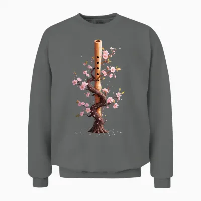 Flûte Shakuhachi Bambou Arbre En Fleurs Harmonie Naturelle Unisex Sweatshirt - Graphite Heather