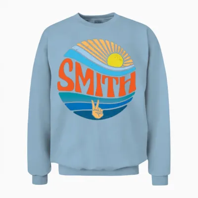 Smith Shirt Vintage Sunset Smith Groovy Tie Dye Unisex Sweatshirt - Light Blue