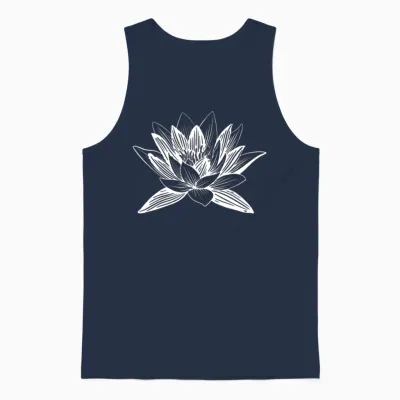 Lotus Flower Lotus Flower Asian Wellness Symbol Unisex Tank Top - Navy