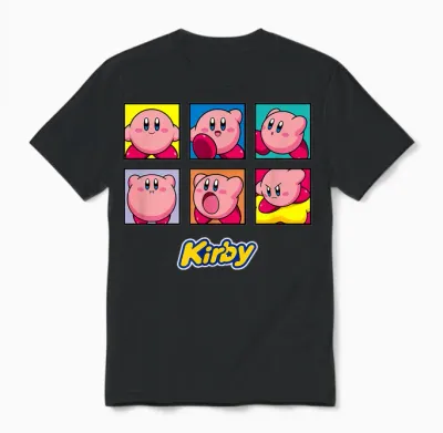 Kirby Vintage Panel Collage Poster T-Shirt - Unisex-Kids - Black - Small Unisex T-Shirt - Black