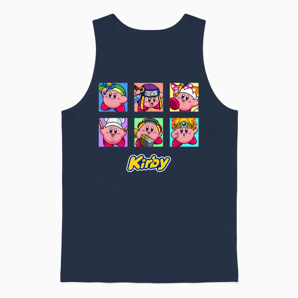 Kirby Selected Abilities Collage Pop Art Full Color Unisex Tank Top in Navy