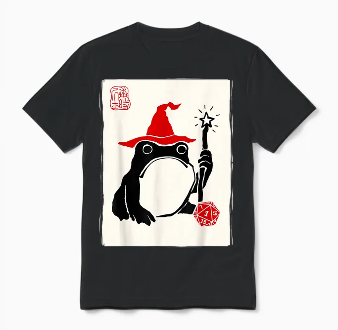 Nat 1 Dnd Board Games Men Women Children Funny Japanese Frog Unisex T-Shirt in Black