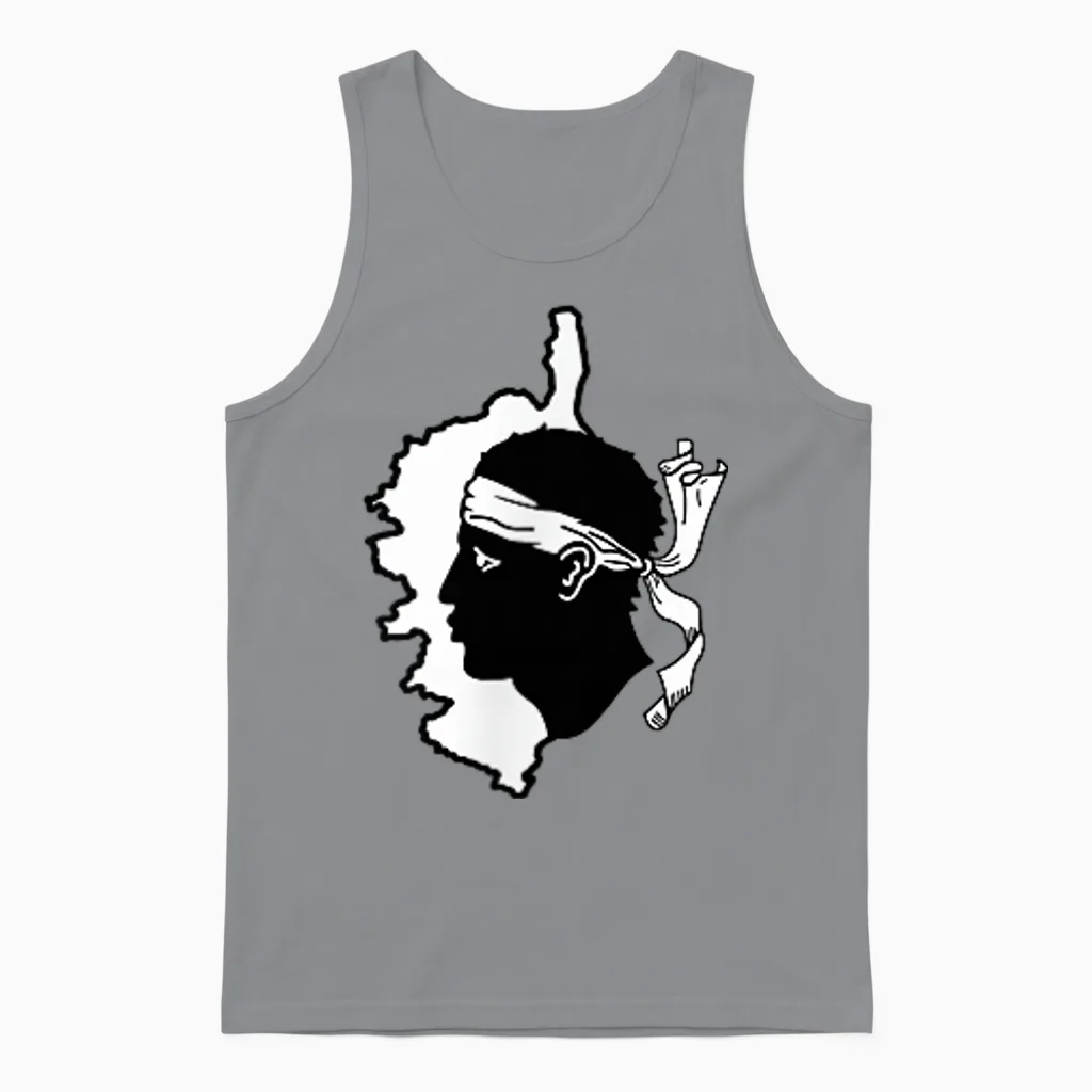 Corsica on the Heart - Head De Maure T-Shirt, Blue Unisex Tank Top in Sport Grey
