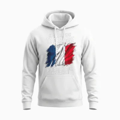 French Patriot Flag Je T'aide T'aide á Faire Tes Suites Unisex Hoodie - White