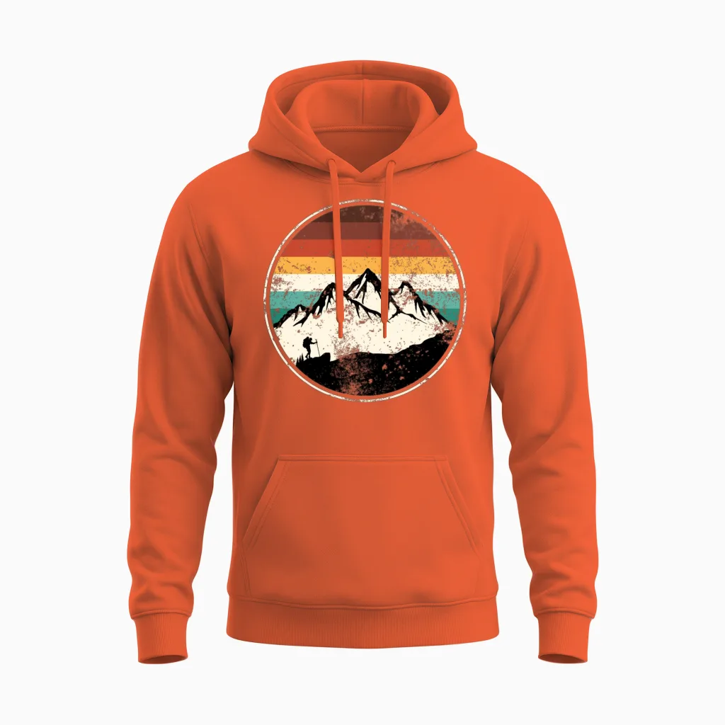 Hiking Vintage & Outdoors Unisex Hoodie in Orange