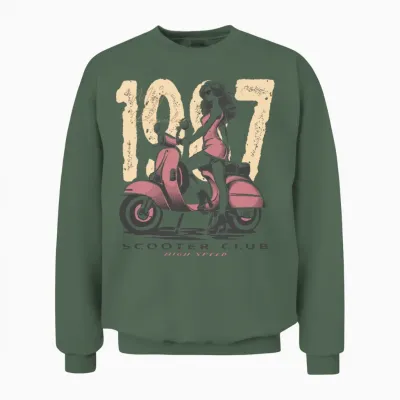 Scooter Club Retro Unisex Sweatshirt - Military Green