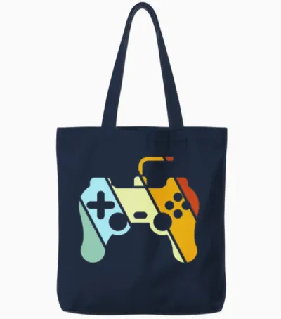 Gaming Retro Tote Bags - Navy