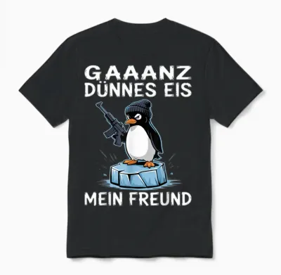 Pinguin Ganz Dünnes Eis Unisex T-Shirt - Black