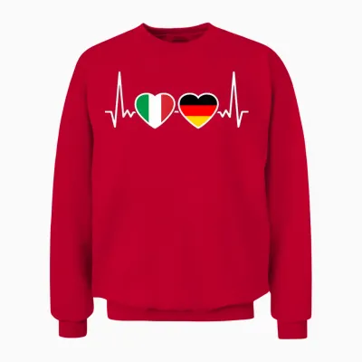 Italien Deutschland Herzschlag Flagge Deutsch Italiener Unisex Sweatshirt - Red