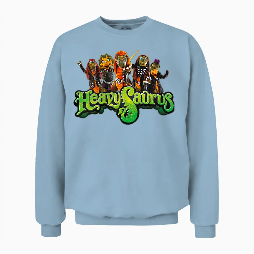 Heavysaurus Metal Merch Unisex Sweatshirt in Light Blue