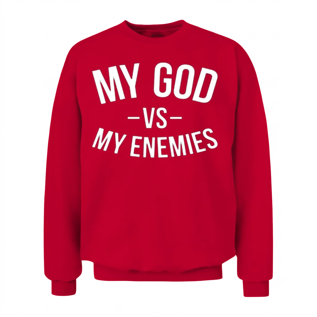 My God vs My Enemies Christian & Faith Unisex Sweatshirt - Red