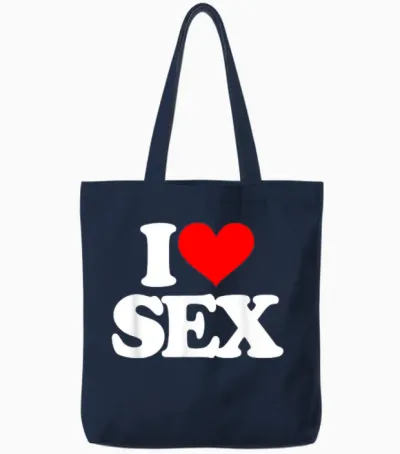 I Love Sex - Saying Funny Sarcastic Fantasy Sexy Cool Sex T-Shirt, Black, S Tote Bags - Navy