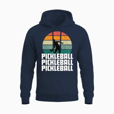 Pickleball Sunset Retro Womens Unisex Hoodie - Navy