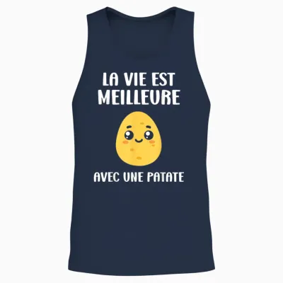 Funny Cute Potatoes Life Is Better with a Potato T-Shirt, Black, S Unisex Tank Top - Navy
