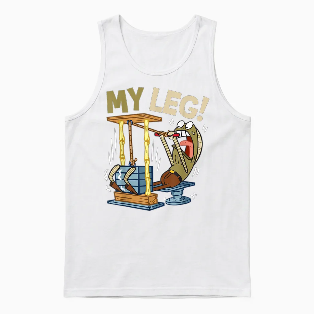 Mademark X Spongebob Squarepants - My Leg Legs Day Weight Lifting Bodybuilding Spongebob Gym Unisex Tank Top in White