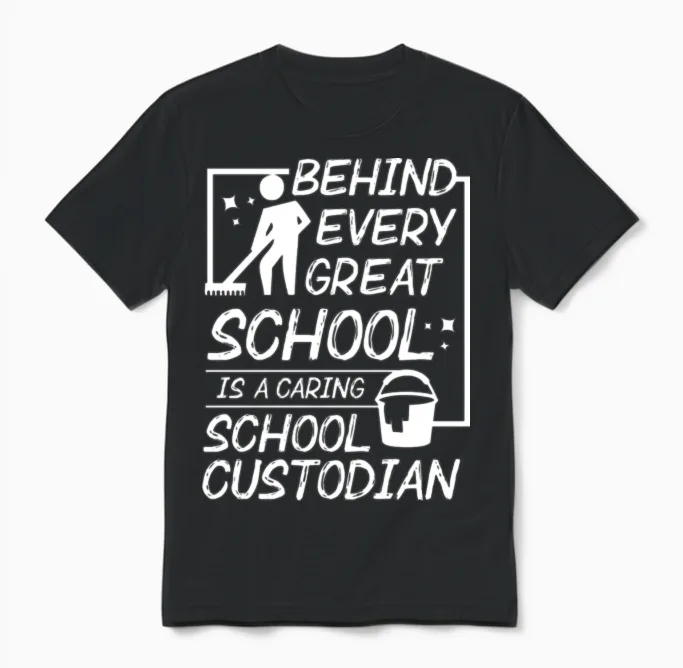 Funny School Custodian Unisex T-Shirt in Black