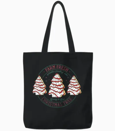 Farm Fresh Christmas Tree Frosting Frosted Cake Debbie Tote Bags - Black