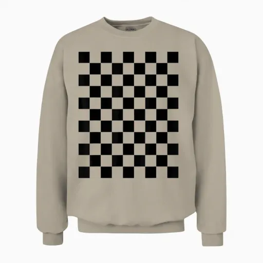 Motif Damier Noir Classique Unisex Sweatshirt - Sand