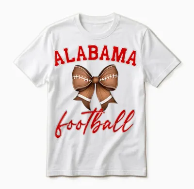 Alabama Football Pretty Coquette Style Bow Unisex T-Shirt - White