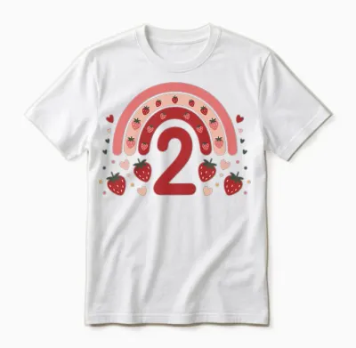 2. Geburtstag Mädchen Erdbeer Deko 2 Jährige Mädchen Unisex T-Shirt - White