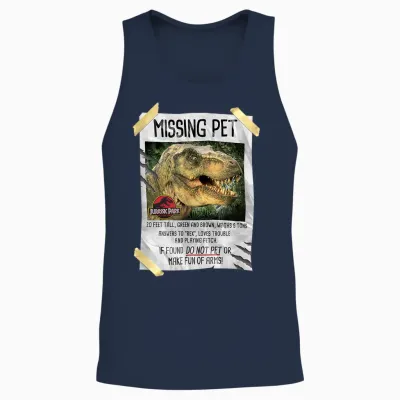 Jurassic Park Missing Pet T-Rex Poster Taped Unisex Tank Top - Navy