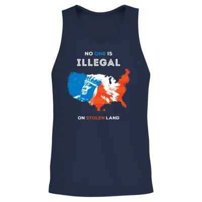 No One Is Illegal on Stolen Land Unisex Tank Top - Navy