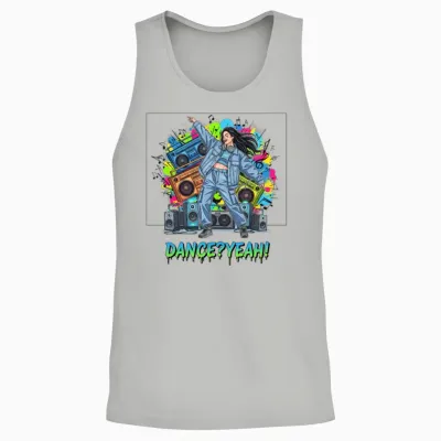 Vibrant Retro Dance Party Illustration Unisex Tank Top - Ash