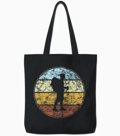 Hiking Retro Tote Bags - Black