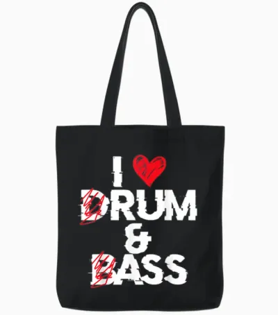 I Love Drum and Bass Rum and Ass Funny T-Shirt, Black, S Tote Bags - Black
