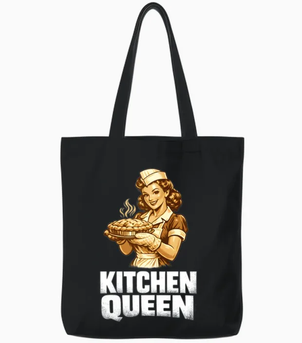 Retro Kitchen Queen Tote Bags - Black