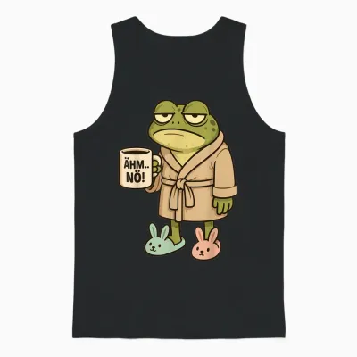Morgenmuffel Kaffee Mürrischer Frosch ähm Nö Spruch Lustig Unisex Tank Top - Black