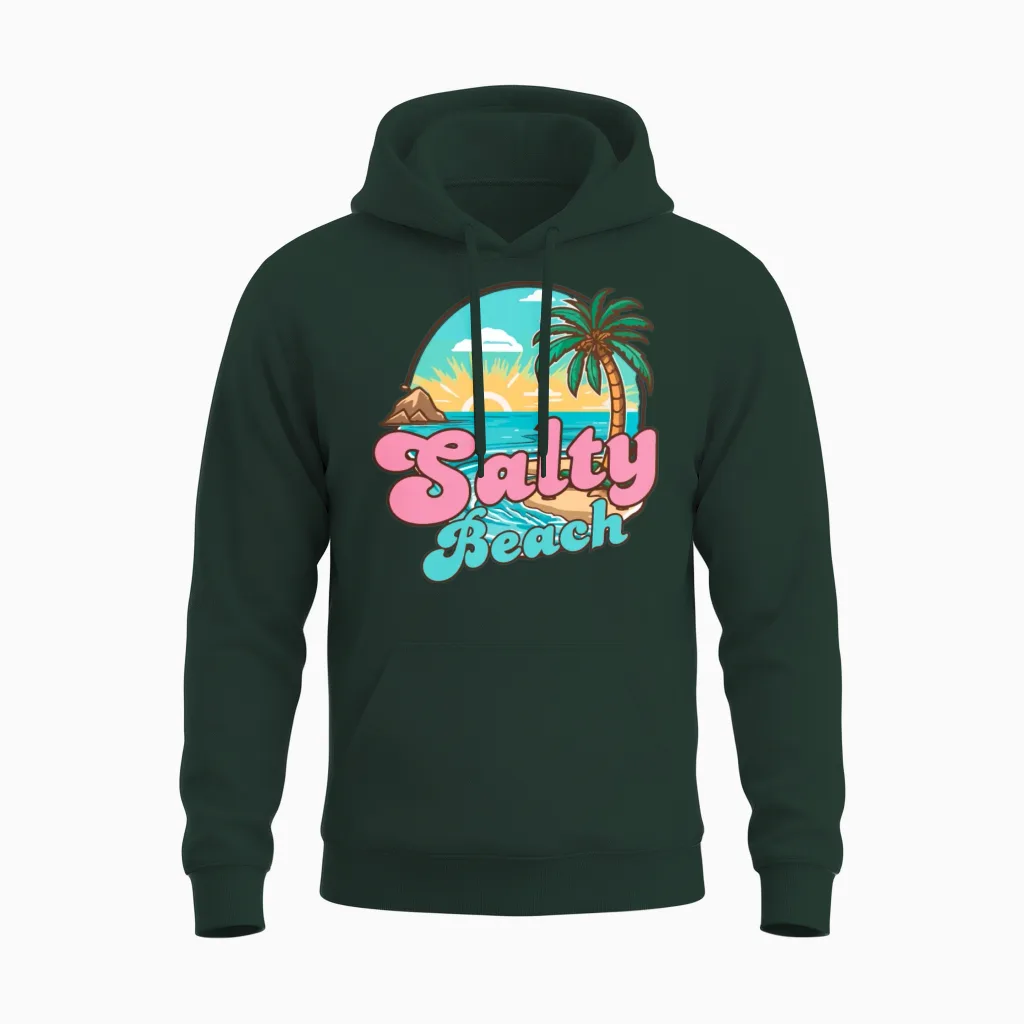 Retro Salty Beach - Summer & Unisex Hoodie in Forest