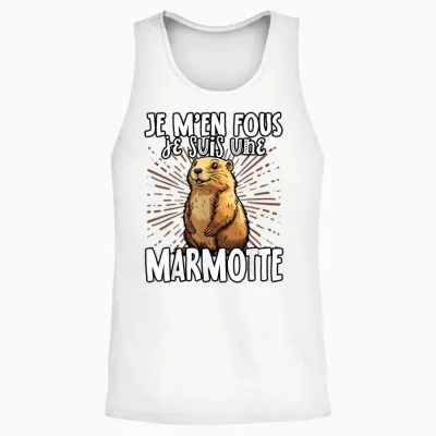 Je M'en Fous Je Suis Une Marmotte Mignonne T-Shirt, Black, S Unisex Tank Top - White