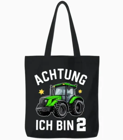 Kinder Achtung Ich Bin 2 Traktor Junge 2 Jahre Alt Trecker Geschenk Tote Bags - Black