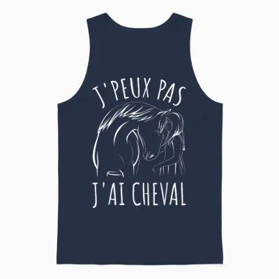 Je Peux Pas J'ai Cheval Horses Women Girl Riding Unisex Tank Top - Navy