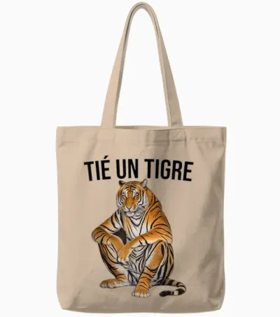 T Shirt Tié Un Tigre Tote Bags - Natural