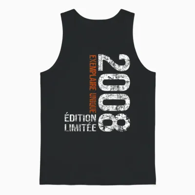 Vintage 2008 Gift 18 Years Boy Birthday Humour Unisex Tank Top - Black