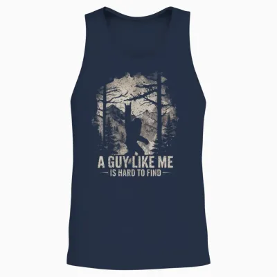 Funny Big Foot Rock a Guy Like Me Is Hard to Find Sasquatch Unisex Tank Top - Navy