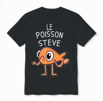 Funny Fish the Fish Steve Kids Women Men Viral Memes Unisex T-Shirt - Black