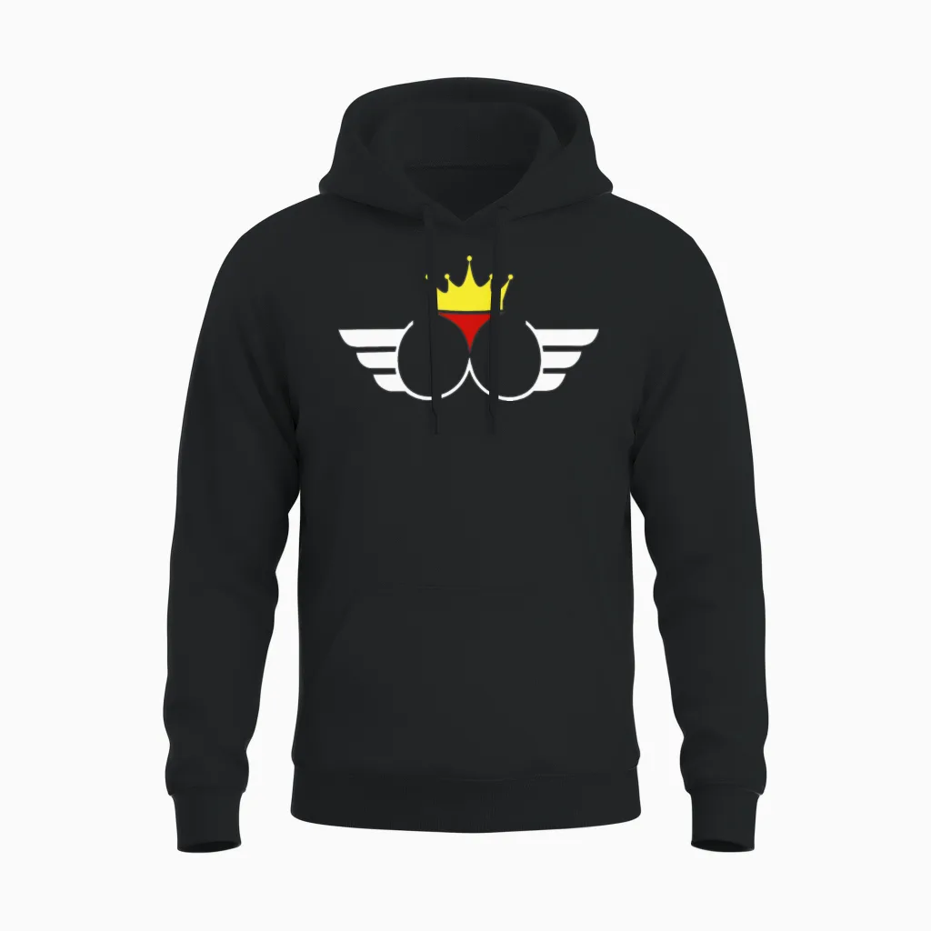 Funny Crown Butt Unisex Hoodie in Black