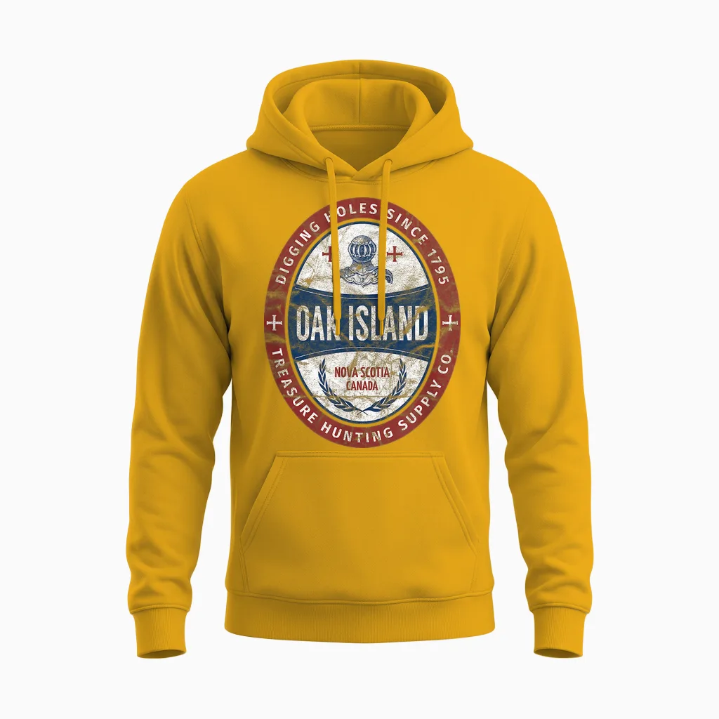 Oak Island Treasure Hunting Retro Templar Knight Treasure Gi Unisex Hoodie in Gold