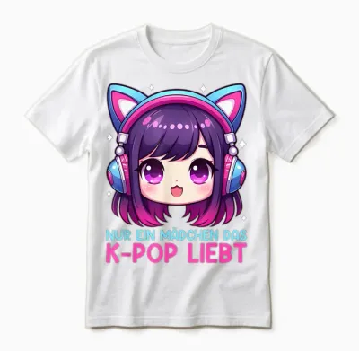 Nur Ein Mädchen Das K-Pop Liebt Korean Fan Merchandise Kpop T-Shirt, Black, S Unisex T-Shirt - White