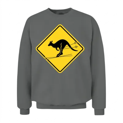 Skiing Kangaroo Warning Unisex Sweatshirt - Graphite Heather
