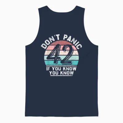 Don't Panic Retro Vintage Awesome 42 Funny T-Shirt, Black, S Unisex Tank Top - Navy