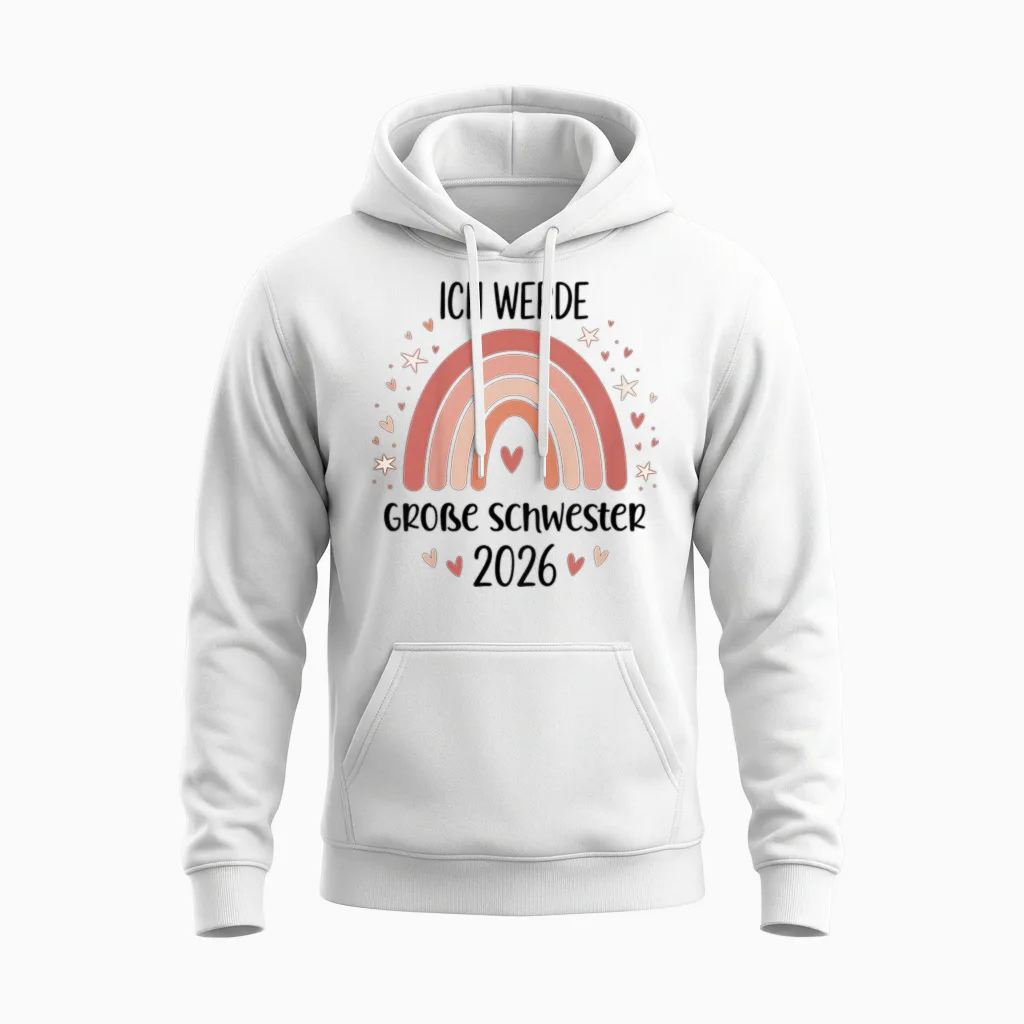 Children's T-Shirt with German Text "ich Werde, Black, S Unisex Hoodie in White