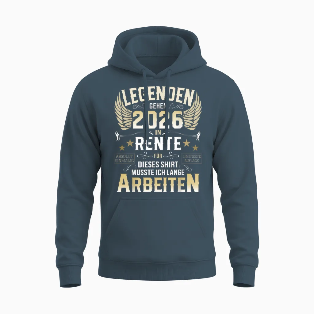 Legends Go Retirement 2026 Long Work Retirees Unisex Hoodie in Dark Heather