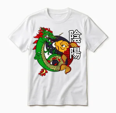 Dragon Koi Fish Good Bad | Japanese Culture Unisex T-Shirt - White